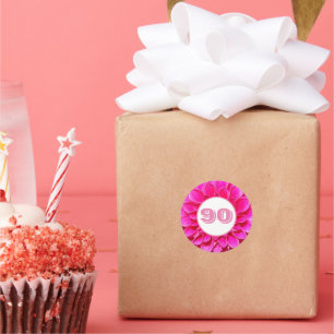 Adesivo 90 Birthday Milestone Pink Dahlia Floral