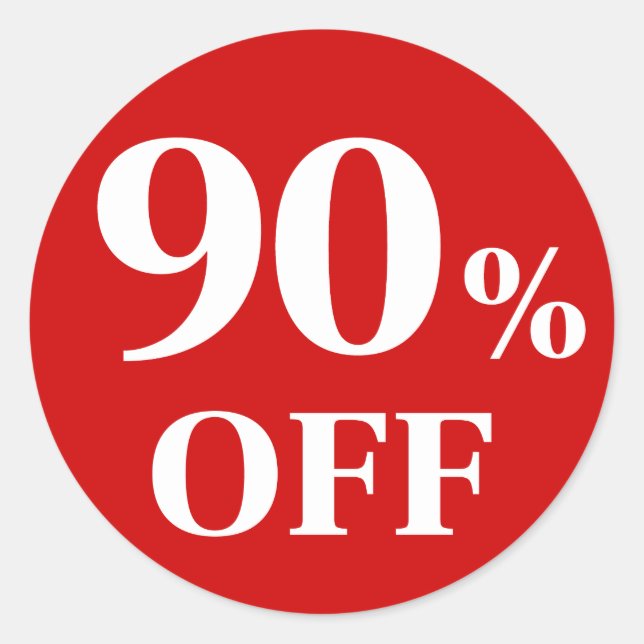 Adesivo 90% OFF Red Background Classic Round Sticker (Frente)