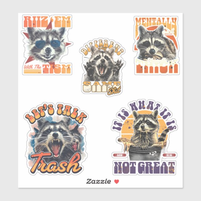 Adesivo 90s Bootleg Feral Raccoon Sticker Pack 2 (Folha)