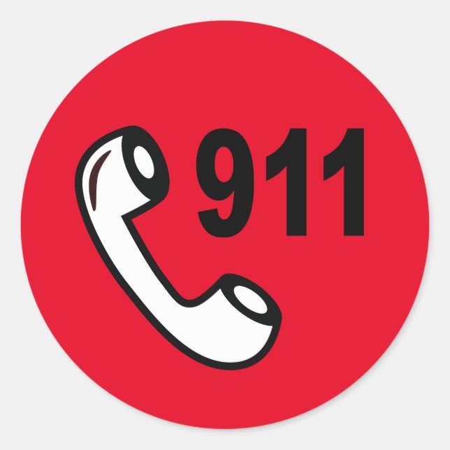 ADESIVO 911 AJUDA MÉDICA AO NÚMERO DE TELEFONE VERMELHO DE (Frente)