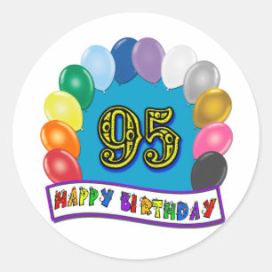 Adesivo 95th aniversário feliz com balões