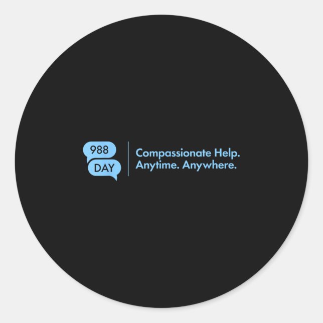 Adesivo 988 Dia - Suportar Prevenção Suicida 9_8 988 Dia (Frente)