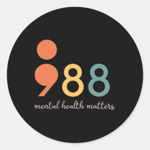 Adesivo 988 Problemas de Saúde Mental do Semicolon Preve S
