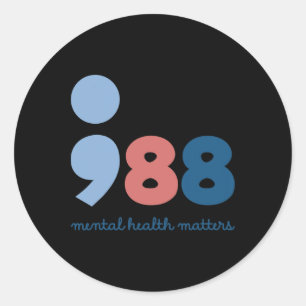 Adesivo 988 Problemas de saúde mental Prevenção suicida em