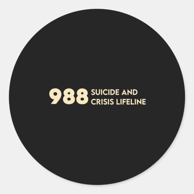 Adesivo 988 Suicídio Sensibilização Hotline Mental Health  (Frente)