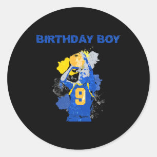 Adesivo 9 Anos Aniversário Do Menino Azul E Cesto Amarelo