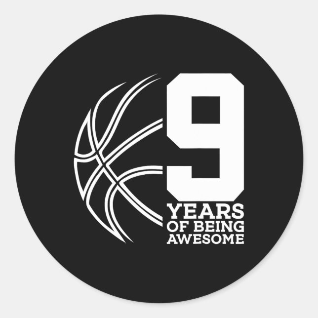 ADESIVO 9 ANOS DE SER INCRÍVEL BASQUETEBOL 9 ANIVERSÁRIO (Frente)