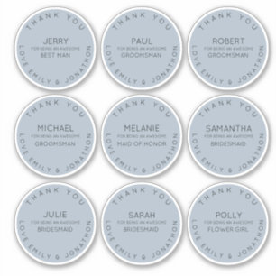 Adesivo 9 Nome Individual Obrigado Bridal Party Blue