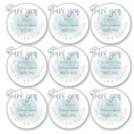 Adesivo 9 Nomes Individuais Obrigado Mensagem Festa de Mar