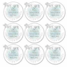 Adesivo 9 Nomes Individuais Obrigado Mensagem Teal De Casa