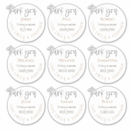 Adesivo 9 Nomes Individuais Obrigado Mensagem White De Cas