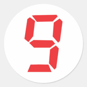 Adesivo 9 nove números digitais do despertador vermelho