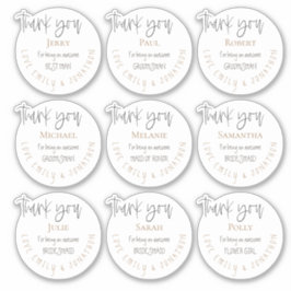 Adesivo 9 Obrigados de Nome Individuais Mensagem Parte Int