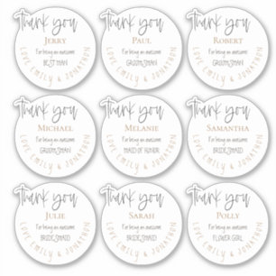 Adesivo 9 Obrigados de Nome Individuais Mensagem Parte Int