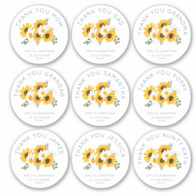 Adesivo 9 Obrigados De Nome Individual De Pequeno Nome (Frente)