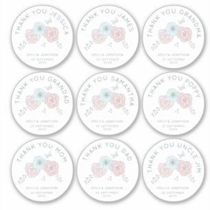 Adesivo 9 Obrigados De Nome Individual Pequeno Casamento D