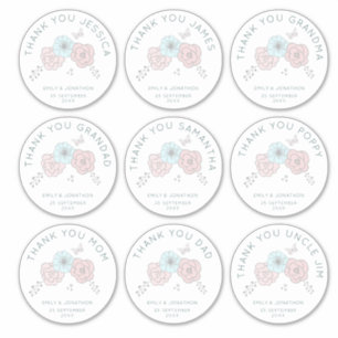 Adesivo 9 Obrigados De Nomes Individuais Grandes Casamento