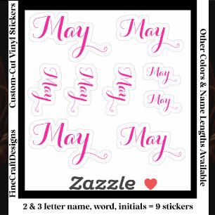 Adesivo 9 Palavra Nome Personalizado, 2-3 letras Elegante