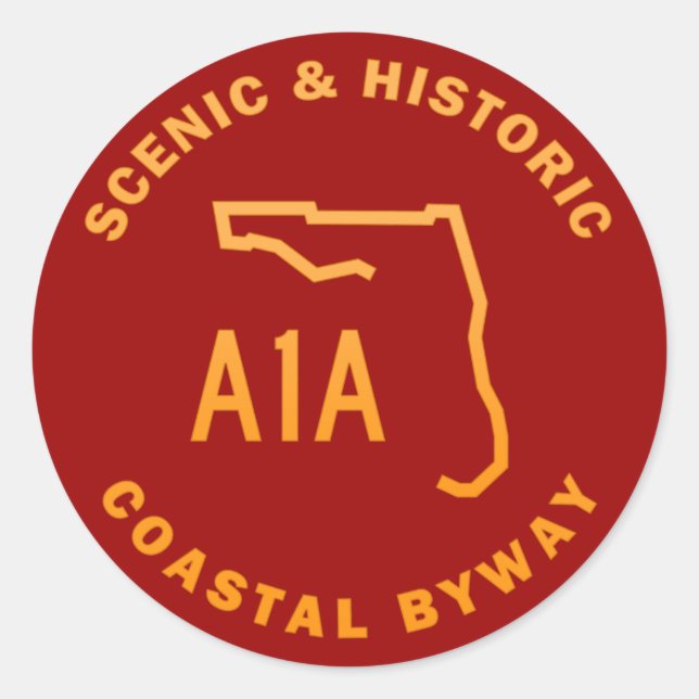 Adesivo A1A Via Costeira Cênica e Histórica (Frente)