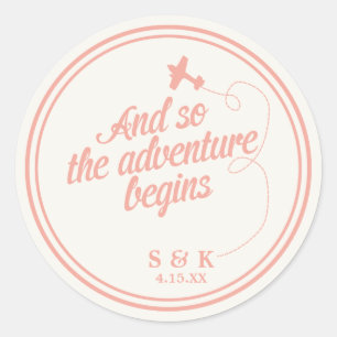 Adesivo A Adventure começa Casamento de Destino - Rosa