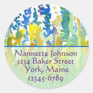 Adesivo A aguarela dos azuis marinhos floresce o endereço