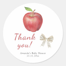 Adesivo A Apple do nosso Chá de fraldas visual Obrigado