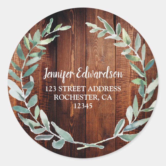 Adesivo A aquarela deixa o endereço de retorno da madeira  (Frente)