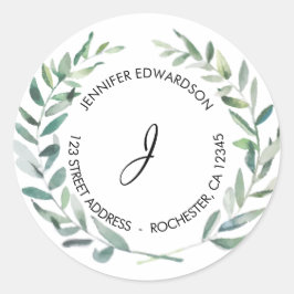 Adesivo A aquarela deixa o endereço de retorno do monogram