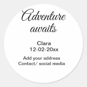 Adesivo A aventura começa a adicionar nome data ano local