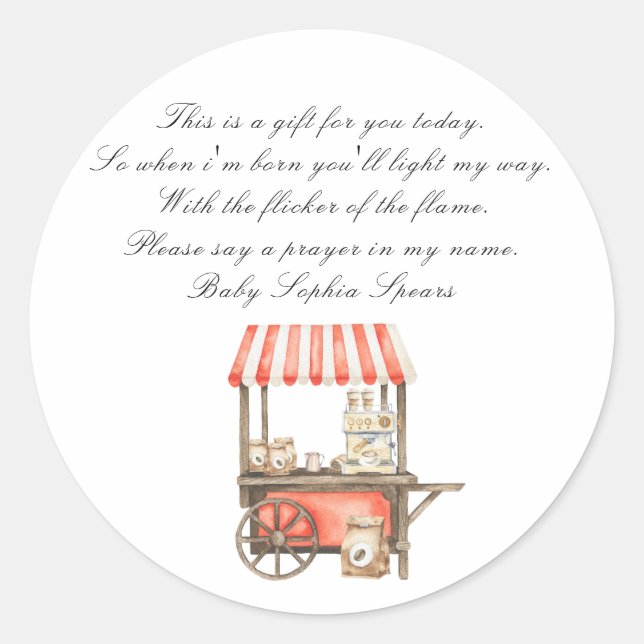 Adesivo A baby is brewing baby - Prayer candle label (Frente)