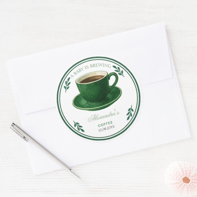 Adesivo A Baby Is Brewing Coffee Cup Baby Shower (Envelope)