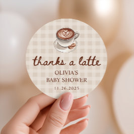 Adesivo A Baby is Brewing Gingham Coffee Baby Shower Favor