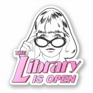 Adesivo A biblioteca está aberta