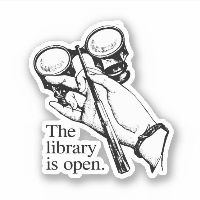 Adesivo A biblioteca está aberta (Frente)