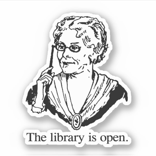 Adesivo A biblioteca está aberta (Frente)