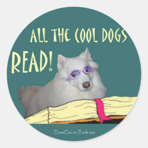 Adesivo A biblioteca - Samoyed - cães legal leu a