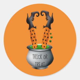 Adesivo A bruxa branca é negra e laranja no Halloween