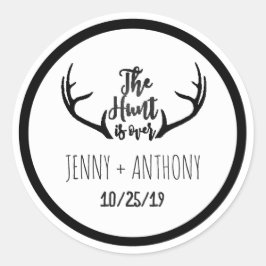 Adesivo "A Caça Acabou" Rustic Antler Salva O Selo De Data