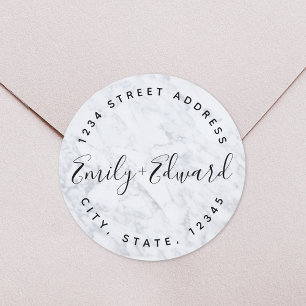 Adesivo A caligrafia de mármore nomeia o endereço circul