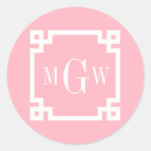 Adesivo A chave grega branca cor-de-rosa #2 moldou o