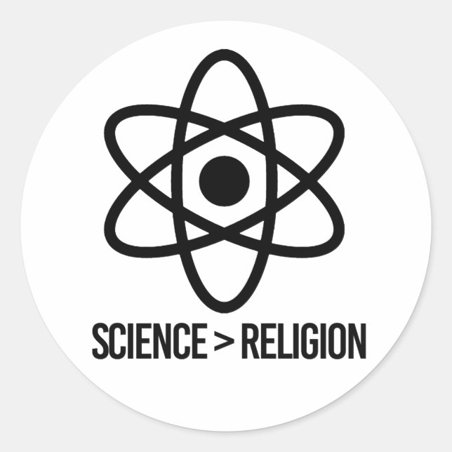 Adesivo A ciência é maior que a religião (Frente)