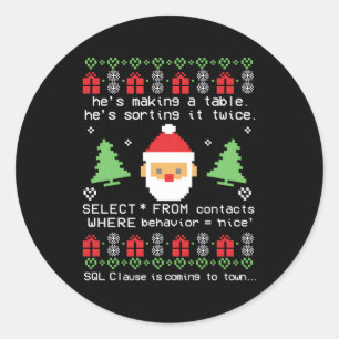 Adesivo A Cláusula Do Coder Santa Claus Sql Está Chegando 