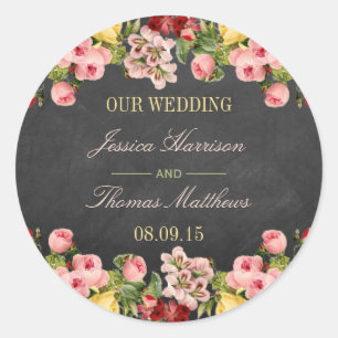 Adesivo A coleção floral do casamento do quadro do vinta