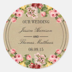 Adesivo A coleção floral do casamento do vintage elegant