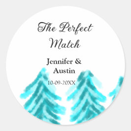 Adesivo A combinação perfeita do casamento do pinheiro azu