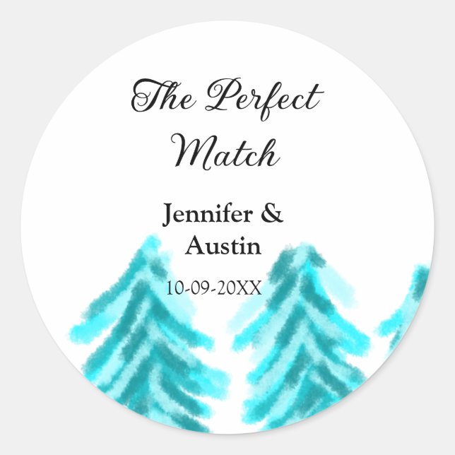 Adesivo A combinação perfeita do casamento do pinheiro azu (Frente)