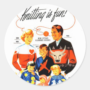 Adesivo A confecção de malhas retro das mulheres 60s do