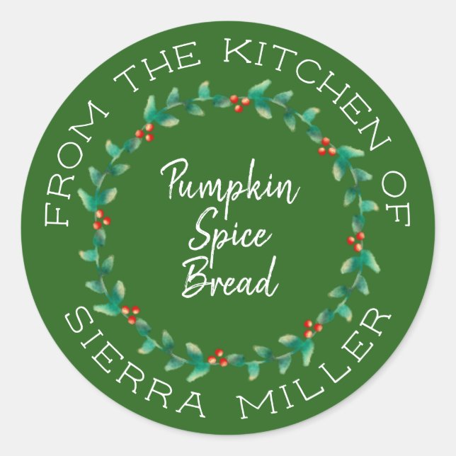 Adesivo A cozinha de Natal Holly Wreath trata o rótulo ver (Frente)