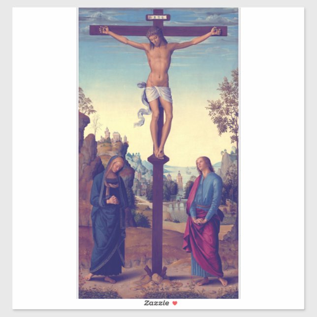 Adesivo A crucificação com a Virgem por Pietro Perugino (Folha)