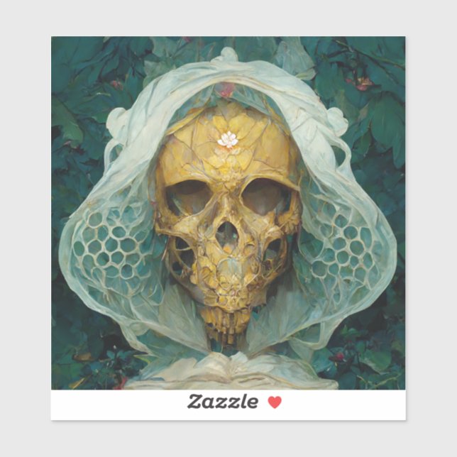 Adesivo A Drone Bee Skull Fantasy Sci-Fi (Folha)